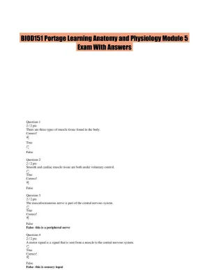 BIOD151 Portage Learning Anatomy and Physiology Module 5 Exam With Answers (26 Solved Questions)