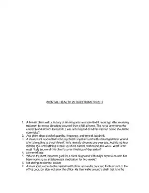 2020 HESI RN Mental Health Test Bank Version 2 With Answers (27 Solved Questions)