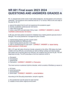 2023-2024 NR601 Pharmacology Final Exam With Answers (100 Solved Questions)