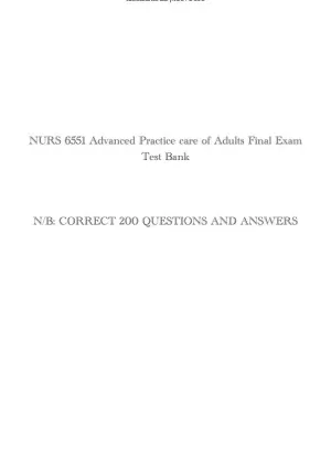 NURS6551 Cardiovascular Final Exam Test bank With Answers (51 Solved Questions)