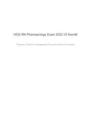 2022 HESI Texas Southern University RN Pharmacology Review Exam Version 2 With Answers (65 Solved Questions)