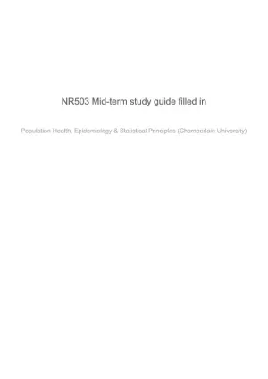 NR503 Population Health, Epidemiology and Statistical Principles Midterm Exam Study Guide With Answers (30 Solved Questions)