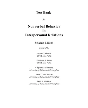 Nonverbal Behavior In Interpersonal Relations, 6th Edition Test Bank