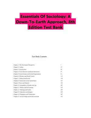 Essentials Of Sociology: A Down-To-Earth Approach, 8th Edition Test Bank