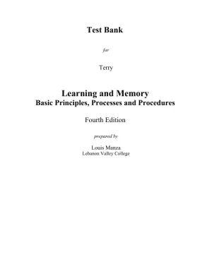 Test Bank for Learning and Memory, 4th Edition