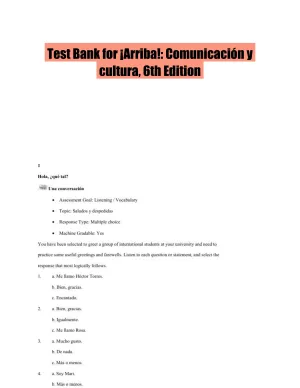 Test Bank for �Arriba!: Comunicaci�n y cultura, 6th Edition