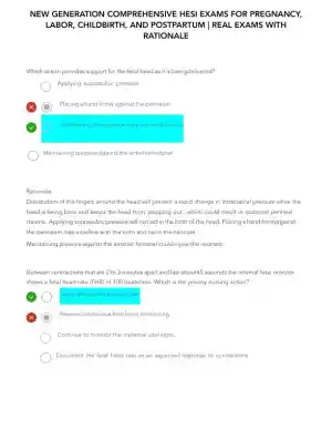 HESI Pregnancy, Labor, Childbirth, and Postpartum Real Exam With Answers (116 Solved Questions)