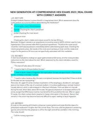 2023 HESI Pharmacology Comprehensive Real Exam With Answers (262 Solved Questions)