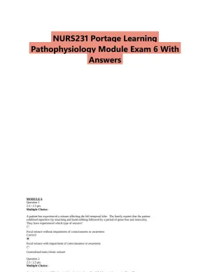 NURS231 Portage Learning Pathophysiology Module Exam 6 With Answers (27 Solved Questions)