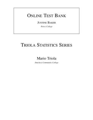 Test Bank for Elementary Statistics, 11th Edition