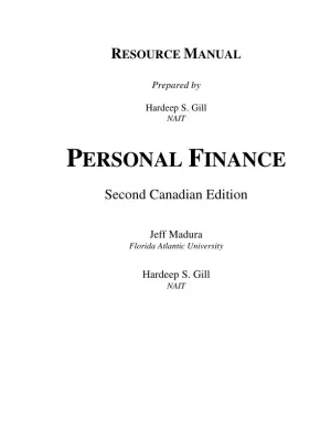 Personal Finance, Second Canadian Edition Solution Manual