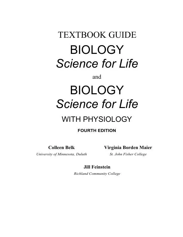 Solution Manual for Biology Science for Life, 4th Edition