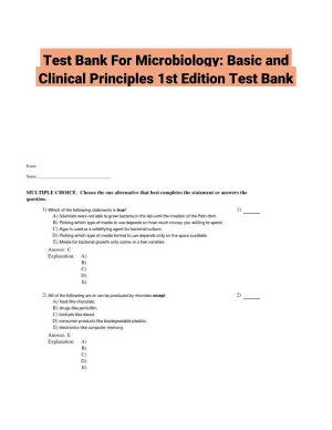 Test Bank For Microbiology: Basic and Clinical Principles 1st Edition Test Bank