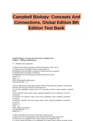 Campbell Biology: Concepts And Connections, Global Edition 8th Edition Test Bank