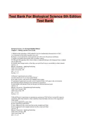 Test Bank For Biological Science 6th Edition Test Bank