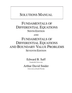 Solution Manual for Fundamentals of Differential Equations, 9th Edition