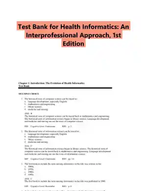 Test Bank for Health Informatics: An Interprofessional Approach, 1st Edition