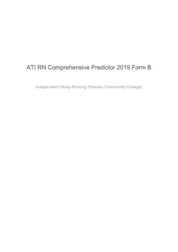 2019 ATI RN Comprehensive Exam with Answers (132 Solved Questions)