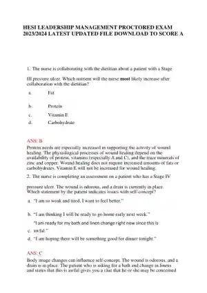 2023-2024 HESI Leadership Management Proctored Exam With Answers (7 Solved Questions)