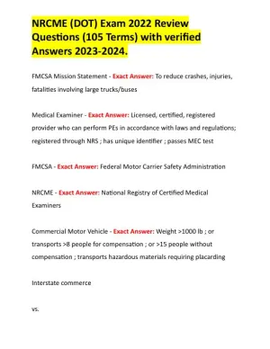 2022-2024 NRCME Pharmacology Review Questions With Answers (96 Solved Questions)