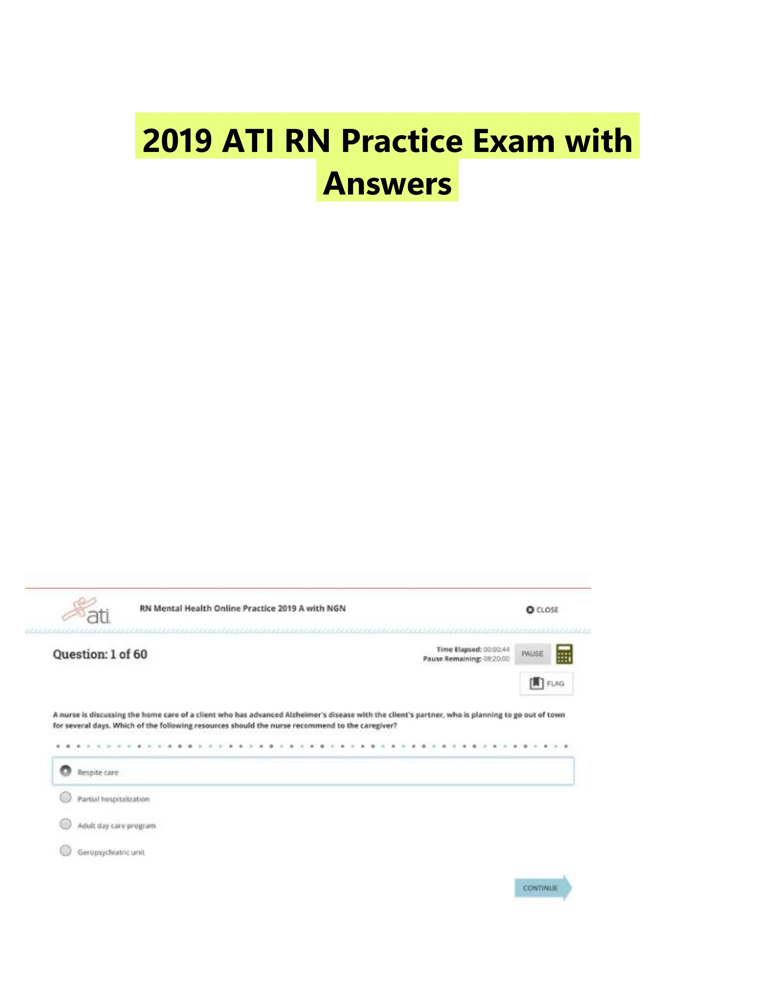 2019 ATI RN Practice Exam with Answers (60 Solved Questions)