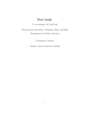 Fixed Income Securities: Valuation, Risk, And Risk Management, 1st Edition Test Bank