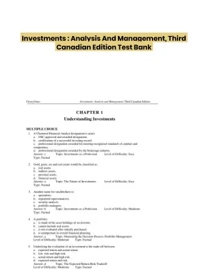 Investments : Analysis And Management, Third Canadian Edition Test Bank