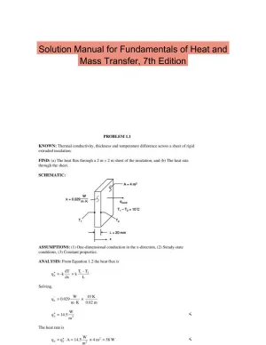 Solution Manual for Fundamentals of Heat and Mass Transfer, 7th Edition