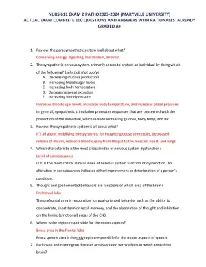 2023-2024 NURS611 Maryville University Pathophysiology Exam 2 With Answers (165 Solved Questions)