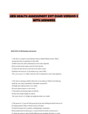 HESI Health Assessment Exit Exam Version 4 With Answers (160 Solved Questions)