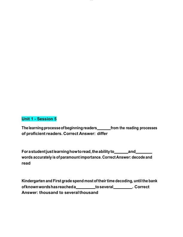 2023 NR601 LETRS Unit 1 Session 5 With Answers (58 Solved Questions)