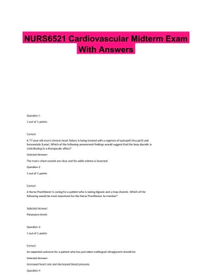 NURS6521 Cardiovascular Midterm Exam With Answers (101 Solved Questions)
