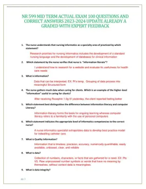 2023-2024 NR599 MIS Midterm Sample Exam With Answers (85 Solved Questions)