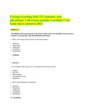 2023 BIOD151 Anatomy and Physiology Test Bank Module 1 With Answers (35 Solved Questions)