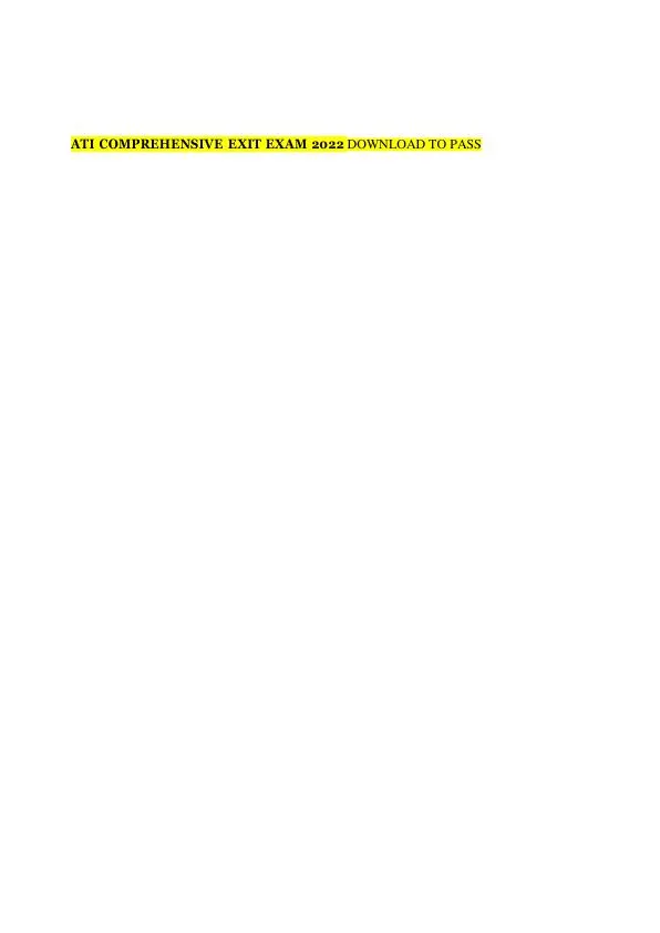 2022 ATI RN Comprehensive Exam with Answers (180 Solved Questions)