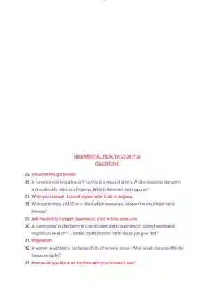 2023 HESI RN Mental Health Test Bank Version 3 With Answers (29 Solved Questions)