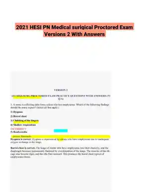 2021 HESI PN Medical surigical Proctored Exam Versions 2 With Answers (73 Solved Questions)
