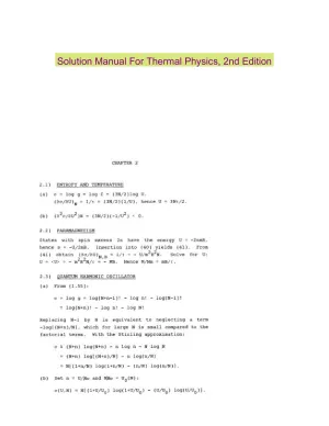 Solution Manual For Thermal Physics, 2nd Edition