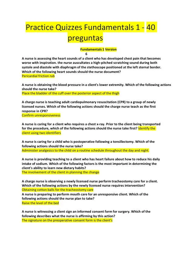 2023 ATI PN Proctored Exam with Answers (40 Solved Questions)