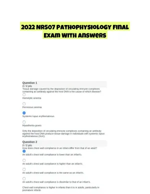 2022 NR507 Pathophysiology Final Exam With Answers (75 Solved Questions)