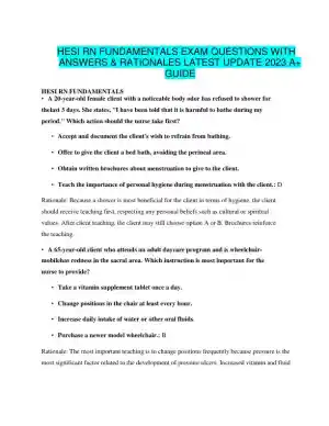 2023 HESI RN Fundamentals Exam Question and Study Guide With Answers (75 Solved Questions)