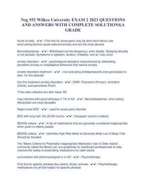 2023 NSG552 Wilkes University Pharmacology Exam 2 With Answers (75 Solved Questions)