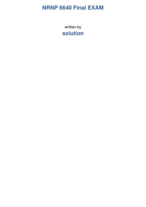 NRNP6640 Psychotherapy Final Exam With Answers (76 Solved Questions)