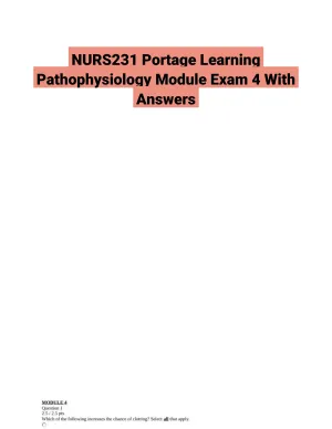 NURS231 Portage Learning Pathophysiology Module Exam 4 With Answers (28 Solved Questions)