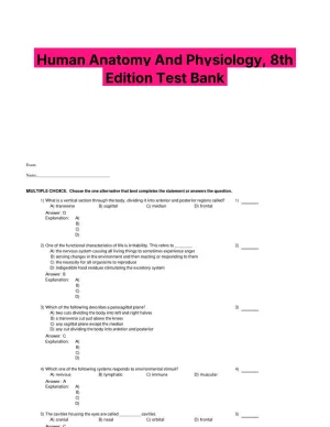 Human Anatomy And Physiology, 8th Edition Test Bank