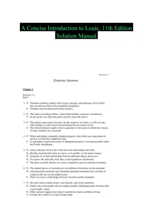 A Concise Introduction to Logic, 11th Edition Solution Manual