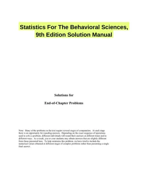 Statistics For The Behavioral Sciences, 9th Edition Solution Manual