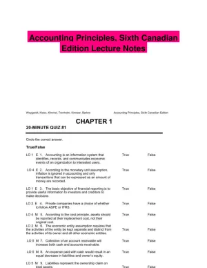 Accounting Principles, Sixth Canadian Edition Lecture Notes