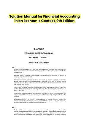 Solution Manual for Financial Accounting in an Economic Context, 9th Edition