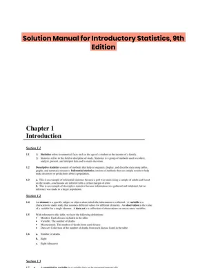 Solution Manual for Introductory Statistics, 9th Edition